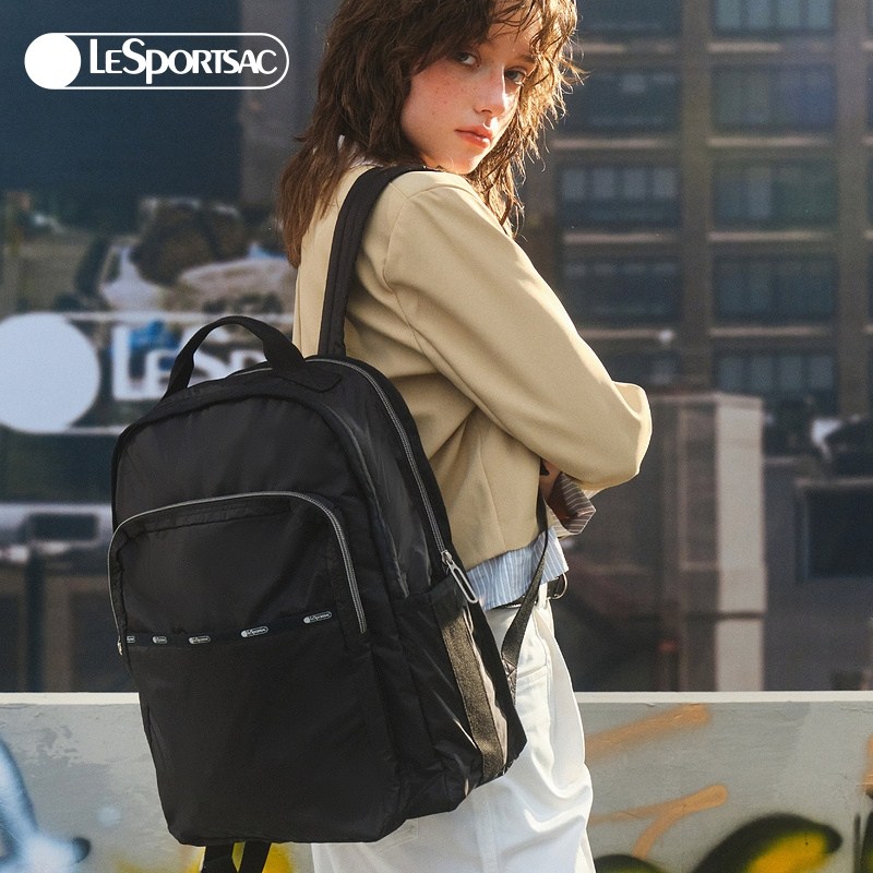 LeSportsac乐播诗新款超轻系列通勤大容量黑色背包学生双肩包女,淘宝优惠券,粉丝福利购,淘宝优惠卷