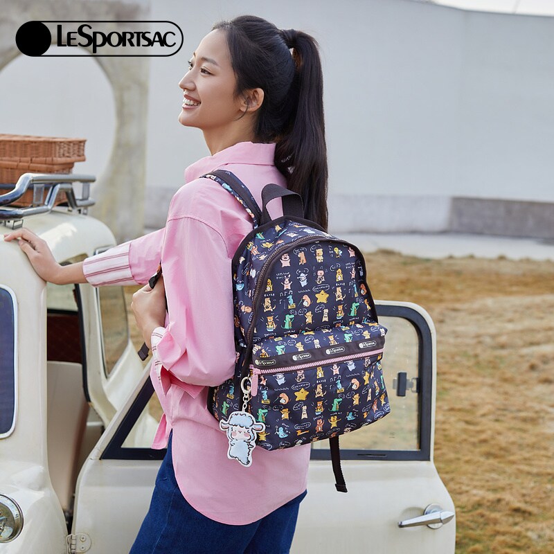 LeSportsac乐播诗新款小羊波德莱尔黑色卡通背包大容量双肩包女,淘宝优惠券,粉丝福利购,淘宝优惠卷