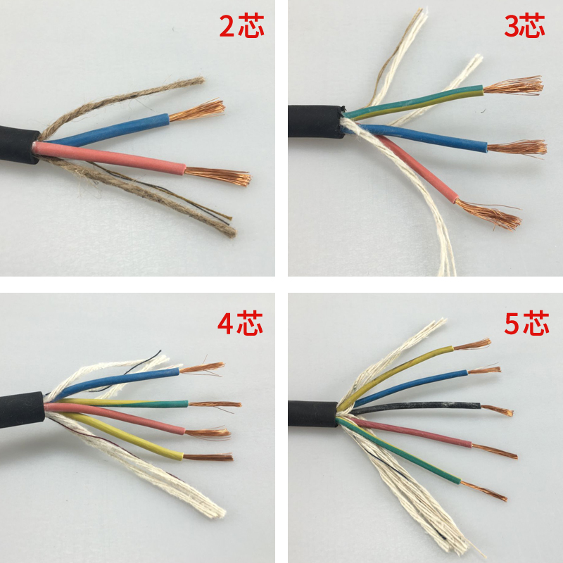 国标2芯3芯橡套电线电缆线1.5、2.5平方线纯铜芯工地线软线缆包邮