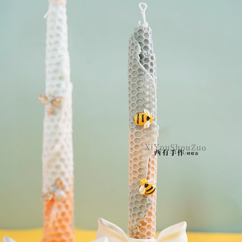 原创蜂巢蜡片新手材料包DIY团建手工蜂窝状手卷硅胶模具赠送教程,淘宝优惠券,粉丝福利购,淘宝优惠卷