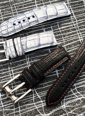 渡鸦原创手工纯银表扣鳄鱼皮表带