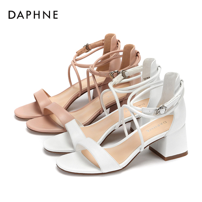 达芙妮优雅凉鞋时尚高跟鞋粗凉鞋