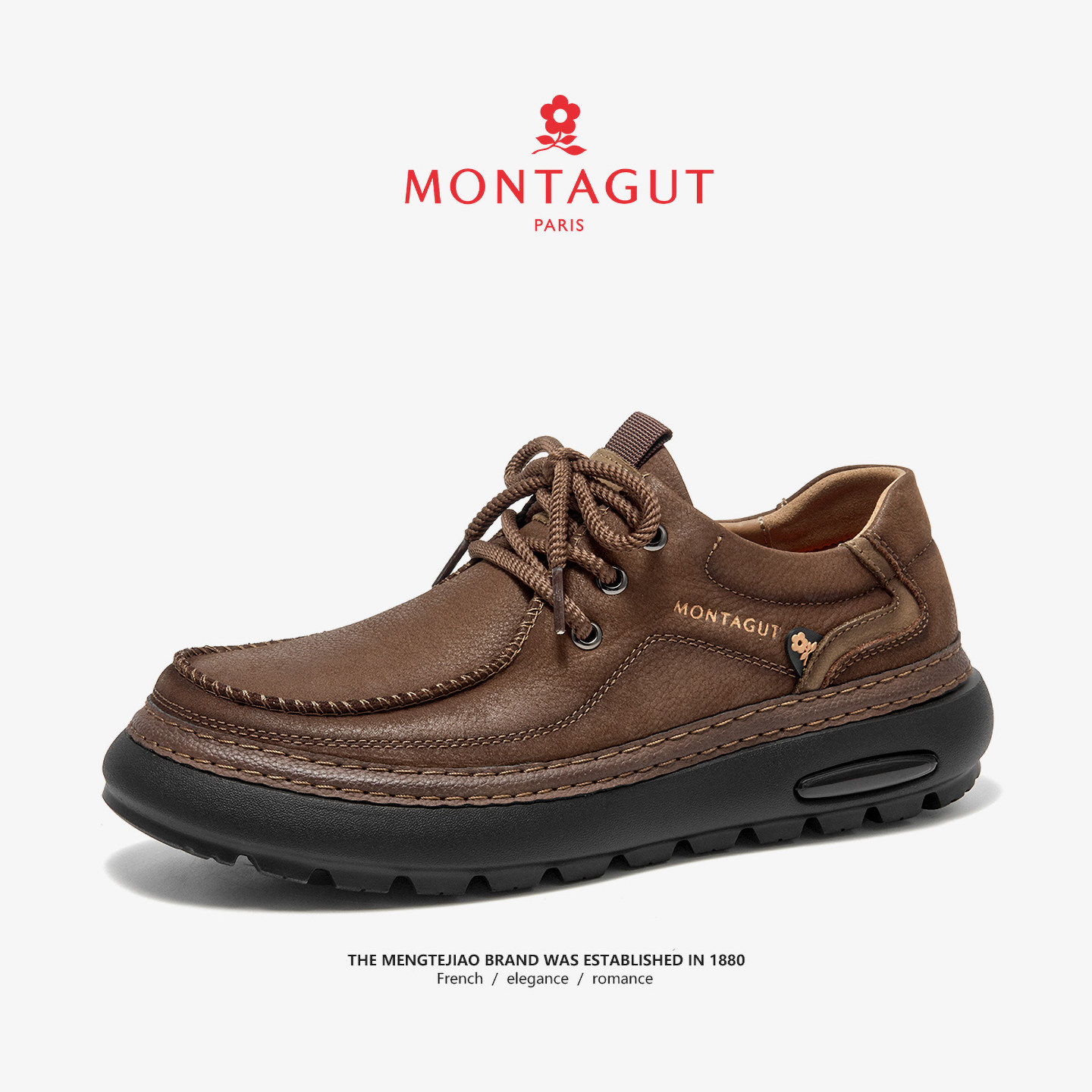 梦特娇头层牛皮男鞋商务英伦风手工皮鞋男休闲春季工装复古袋鼠鞋,淘宝优惠券,粉丝福利购,淘宝优惠卷