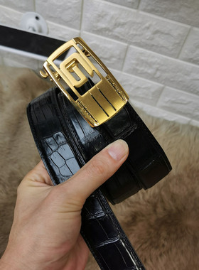 男士皮带真皮年轻人商务鳄鱼皮自动扣青年潮流裤腰带带宽3.5cm