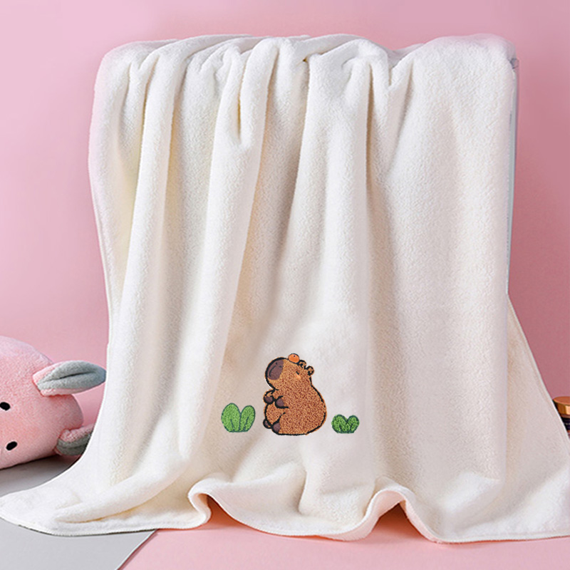 宝宝浴巾儿童家用新生婴儿珊瑚绒裹巾比纯棉纱布吸水全棉超软超柔 - 图1