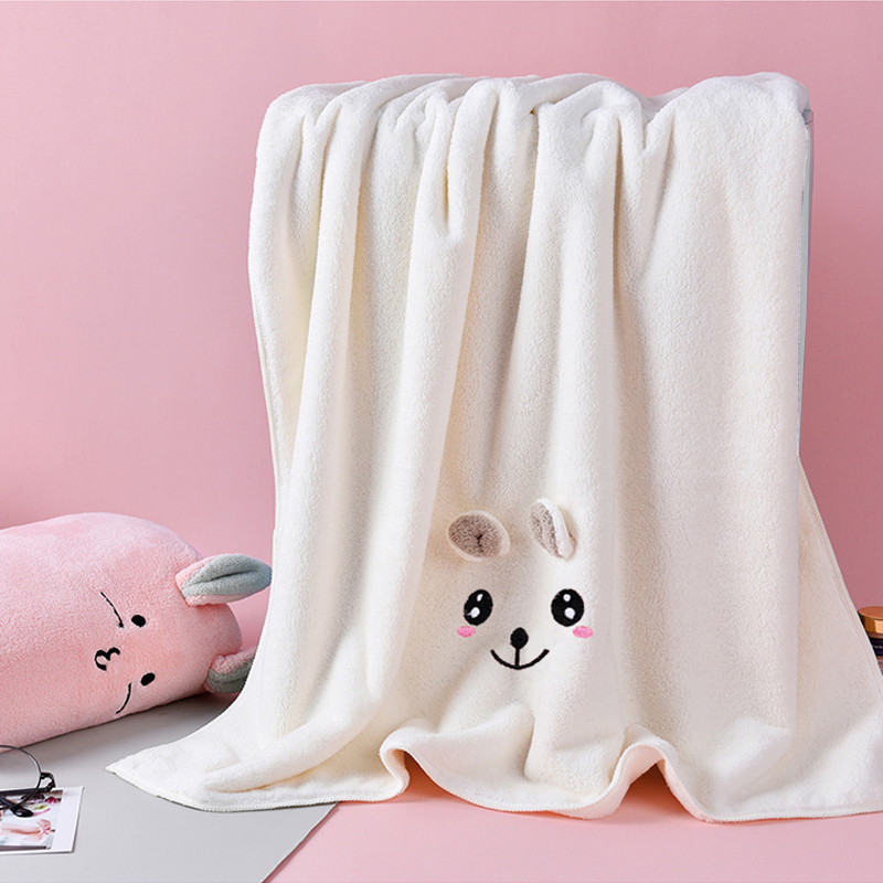 宝宝浴巾儿童家用新生婴儿珊瑚绒裹巾比纯棉纱布吸水全棉超软超柔 - 图0