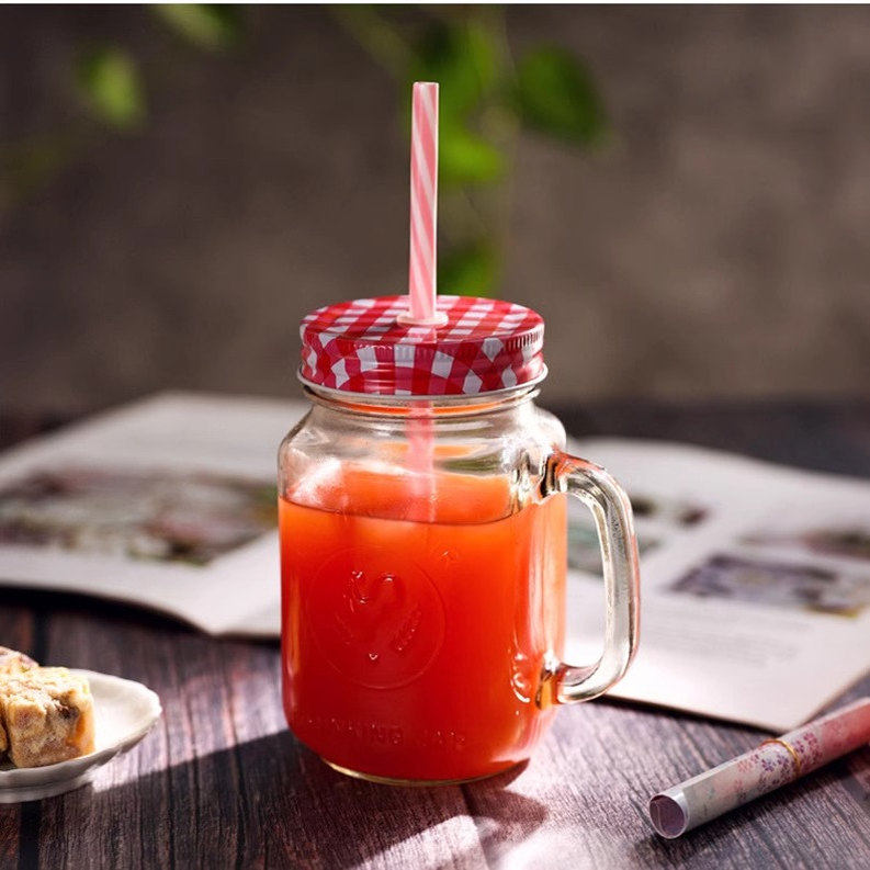 玻璃带盖带手柄带吸管把子杯果汁扎啤酒公鸡杯果酒饮料杯马克杯,淘宝优惠券,粉丝福利购,淘宝优惠卷