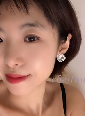新中式镂空耳钉女小众设计感贝母花朵珍珠耳饰清冷感国风银色耳环