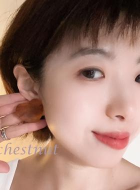 焦糖晕染爱心树脂耳钉 韩系慵懒复古琥珀纹小众温柔耳饰
