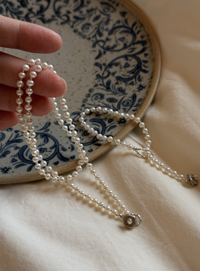 mini强光天然小米粒珍珠纯银项链轻奢高级感秋冬简约颈链纯银手链
