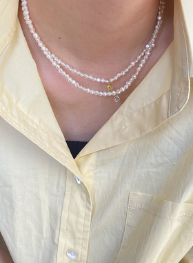 天然淡水巴洛克珍珠项链14K包金