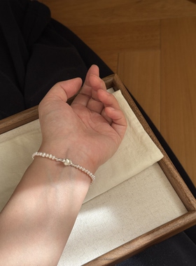 S925纯银天然迷你淡水珍珠手链女款轻奢小众设计感气质百搭手串