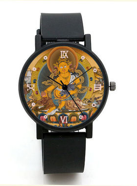 2024石英手表黄财神文殊菩萨大黑天财神手表男士女士转运手表电子