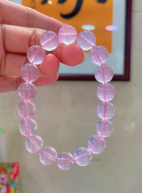 正品天然莫桑比克星光粉水晶手串小众简约时尚饰品送闺蜜女友礼物