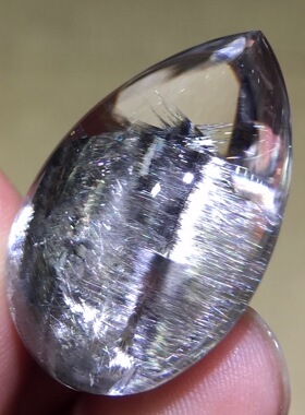 正品天然黑银肽发晶蓝钢丝水晶吊坠项链男女款毛衣链挂件饰品礼物