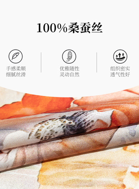 一米画纱真丝丝巾夏季新款100%桑蚕丝亲肤透气系脖方巾高档礼盒装