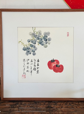 手绘餐厅过道花鸟果蔬正方形字画