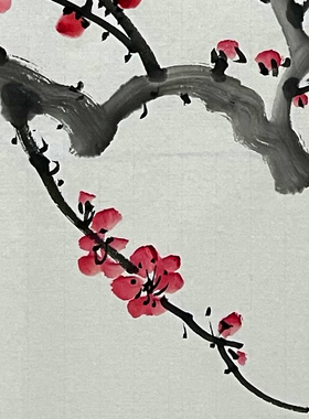 国画手绘梅花玄关挂画