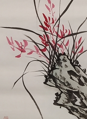 办公室手绘梅兰竹菊花鸟四扇屏