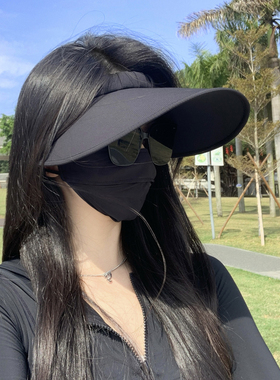 空顶大帽檐发箍式防晒帽女冰丝