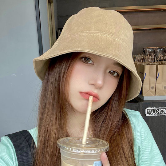 Autistic face-covering fisherman hat for women, Korean version, versatile face-showing small bucket basin hat, Japanese sunshade hat, women's summer sun protection hat