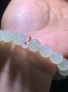 和田玉晴水手链手串青海老料子冰晴水起荧光和田玉女款手串手钏10