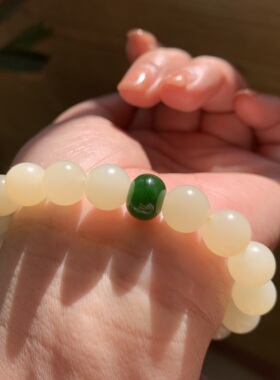 和田玉浅糖手链俄料暖糖糖玉手链细腻油糯奶糖手串手钏男女款10