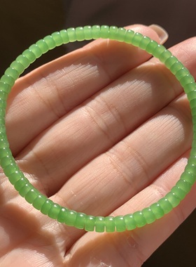 和田玉碧玉苹果绿药片手链高色乌兰乌德苹果绿隔片手链手串手钏女