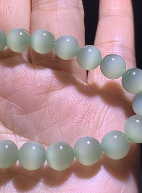 毕业级别和田玉晴水猫眼一线活猫眼手链粉青瓷白色晴水手链手串8