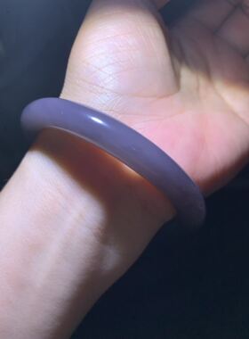 和田玉烟紫圆条镯子浓紫渐变玉镯紫罗兰手镯浓烟紫镯子 55 56 57