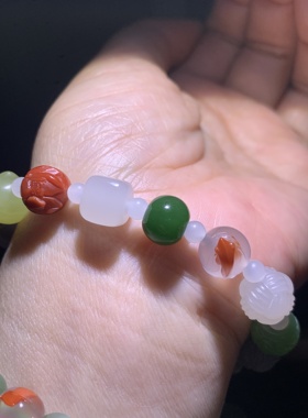 独特多宝和田玉南红雕刻珠多宝手链和田玉多宝串多宝手串女款手钏