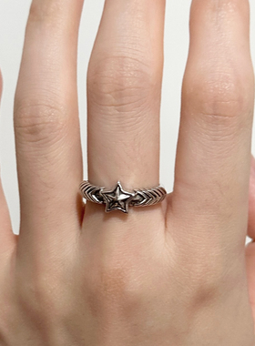 复古朋克五角星恶魔尾戒指