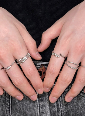 中性风熔岩泡泡开口戒