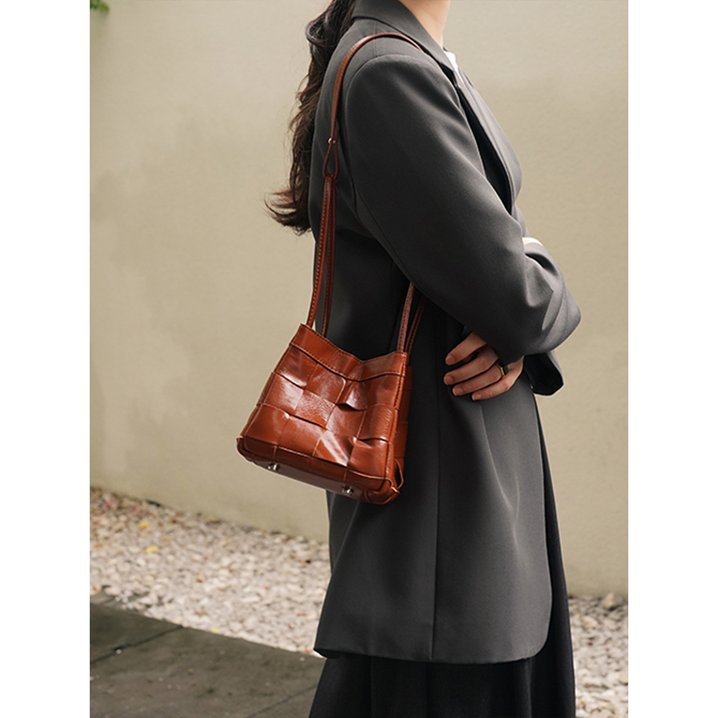 橙子少女小众头层牛皮编织包包女大容量真皮托特包单肩斜挎手提包,淘宝优惠券,粉丝福利购,淘宝优惠卷