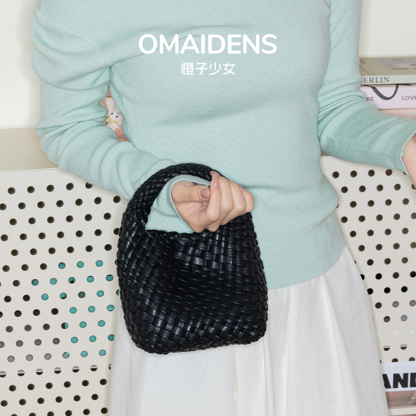 橙子少女手工编织包女2026新款百搭迷你单肩斜挎水桶包高级感手拎,淘宝优惠券,粉丝福利购,淘宝优惠卷