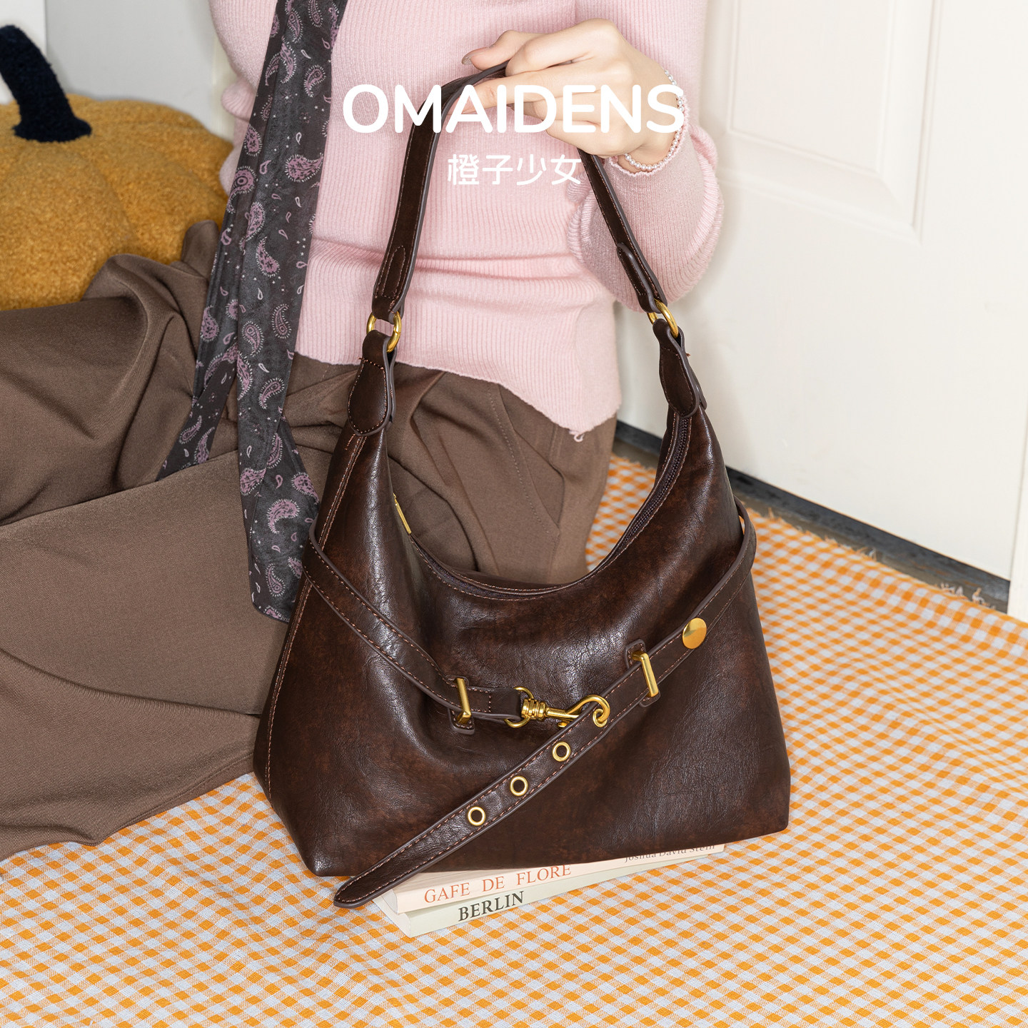 橙子少女松弛感hobo包包女通勤托特包大容量日常单肩腋下包高级感,淘宝优惠券,粉丝福利购,淘宝优惠卷