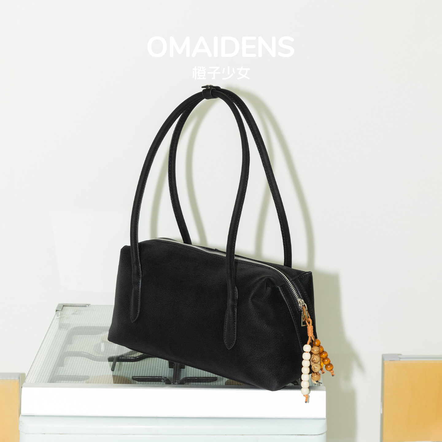 橙子少女复古麂皮保龄球包女2026新款腋下法棍包通勤手提单肩包包,淘宝优惠券,粉丝福利购,淘宝优惠卷