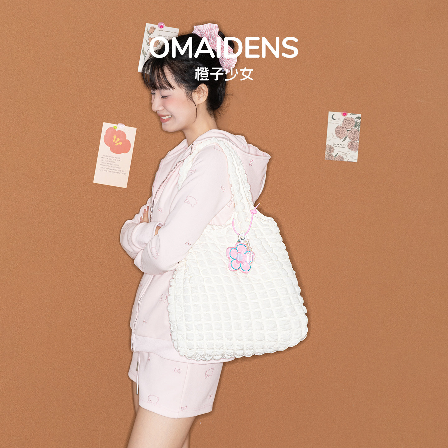 橙子少女韩系ins云朵包小众褶皱泡泡单肩包女百搭休闲通勤托特包,淘宝优惠券,粉丝福利购,淘宝优惠卷