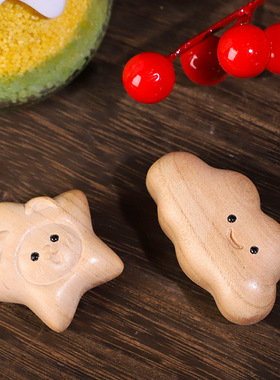 桃木笑脸小月亮云朵祥云挂饰