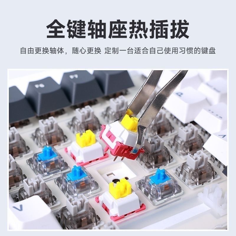 狼蛛F87Pro三模机械键盘无线蓝牙2.4G电脑游戏侧刻键帽热插拔RGB