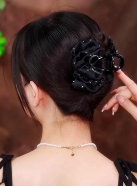 法式轻奢半扎发蝴蝶结抓夹女泡泡云朵盘发鲨鱼夹子发量少马尾发夹