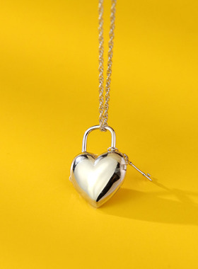 同心锁照片项链原创925银女925银