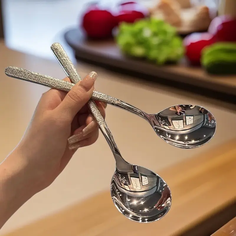 【2025新款勺子】新款轻奢吃饭不锈钢喝汤勺餐具家用长柄圆勺学生,淘宝优惠券,粉丝福利购,淘宝优惠卷