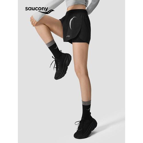 女子双层梭织短裤Saucony索康尼女子专业运动竞速跑步运动透气 - 图0