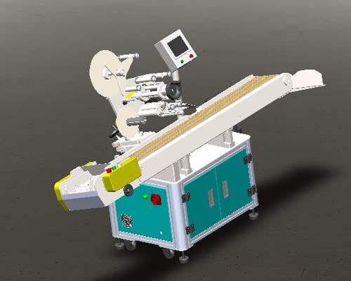 无人化全自动贴标机3d图纸平面贴标签设备模型 - 图2