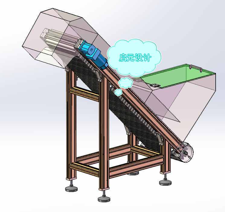 铝型材爬坡上料输送机3d图纸封闭式提升上料机3D模型 非标设计 - 图0