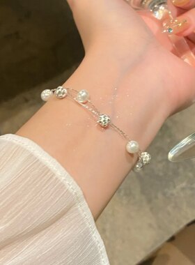 满天星珍珠手链女轻奢小众高级感百搭气质简约镶钻手环手饰品
