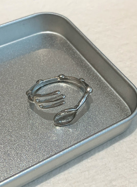 中古简约餐具叉子勺子素戒戒指个性指环百搭银色爆款独特潮流手饰