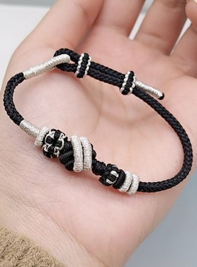 黑色加银酒窝结半成品手绳