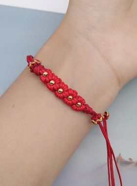 手工编织酒红色半成品桃花结